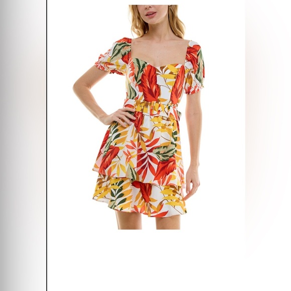 BCX Juniors Printed Chiffon Fit & Flare Dress - Picture 2 of 8